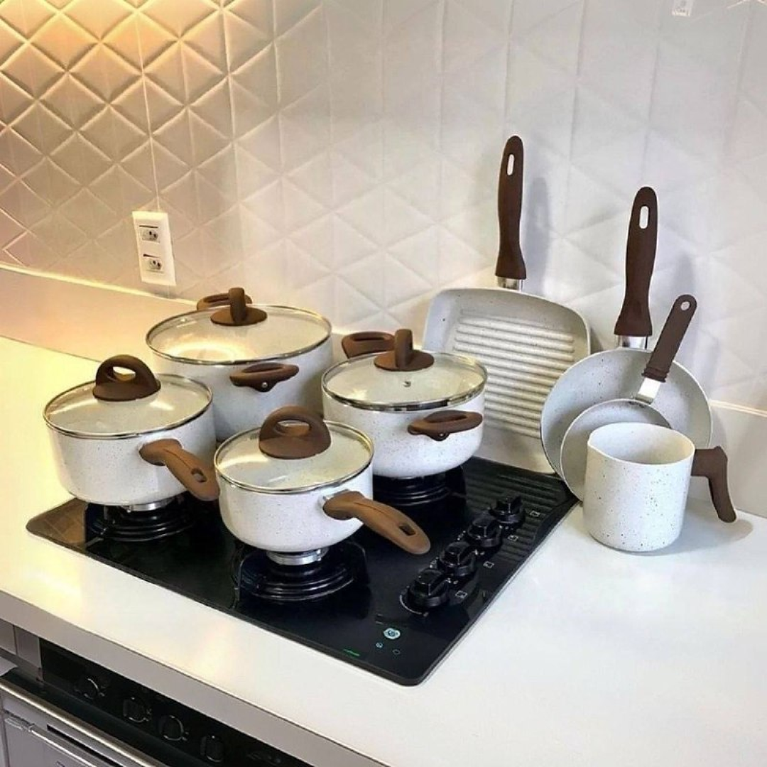 Conj de Panelas 8 Peças Ceramic Life Smart Plus Vanilla - Brinox