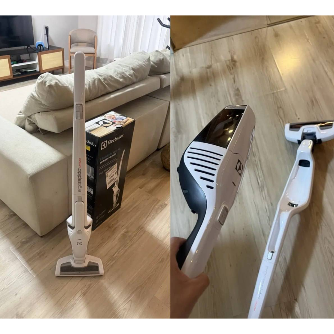 Aspirador de Pó Vertical Sem Fio Electrolux Ergorapido 2 em 1 Cyclone até 21 min Branco (ERG21) - Bivolt