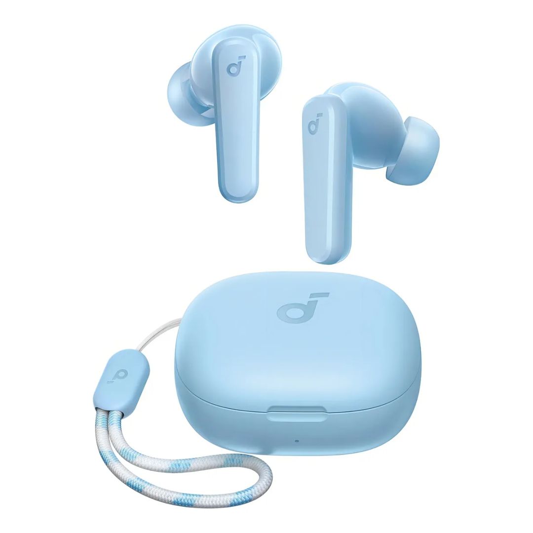 Fone De Ouvido Soundcore by Anker P20i Graves Poderosos e Impactantes Bluetooth 5.3 30H de Reprodução Resistência à Água 2 Mics IA para Chamadas Claras Personalização de Som via App Cor Azul-claro