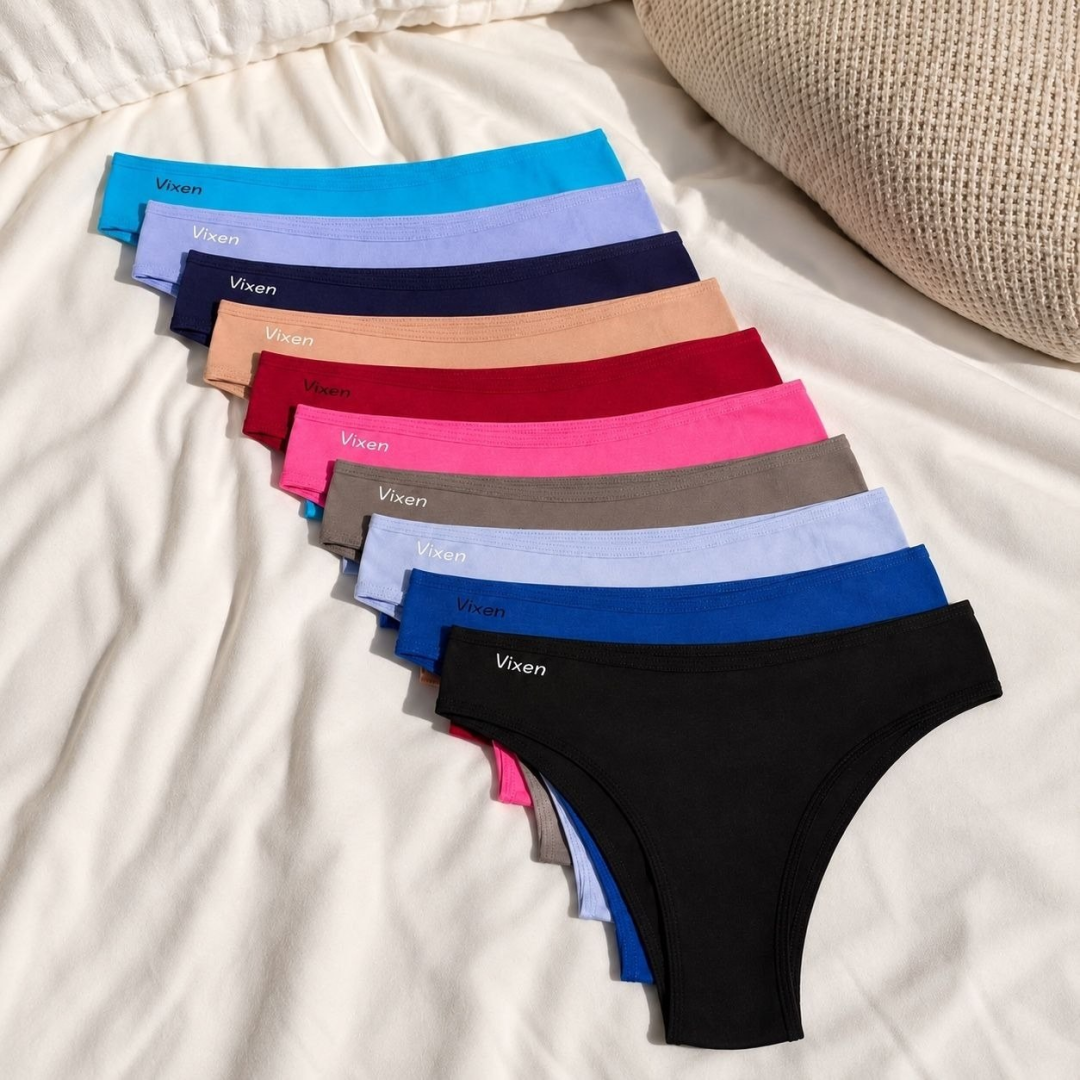 Kit com 10 Calcinhas Tanga Lisa Algodão