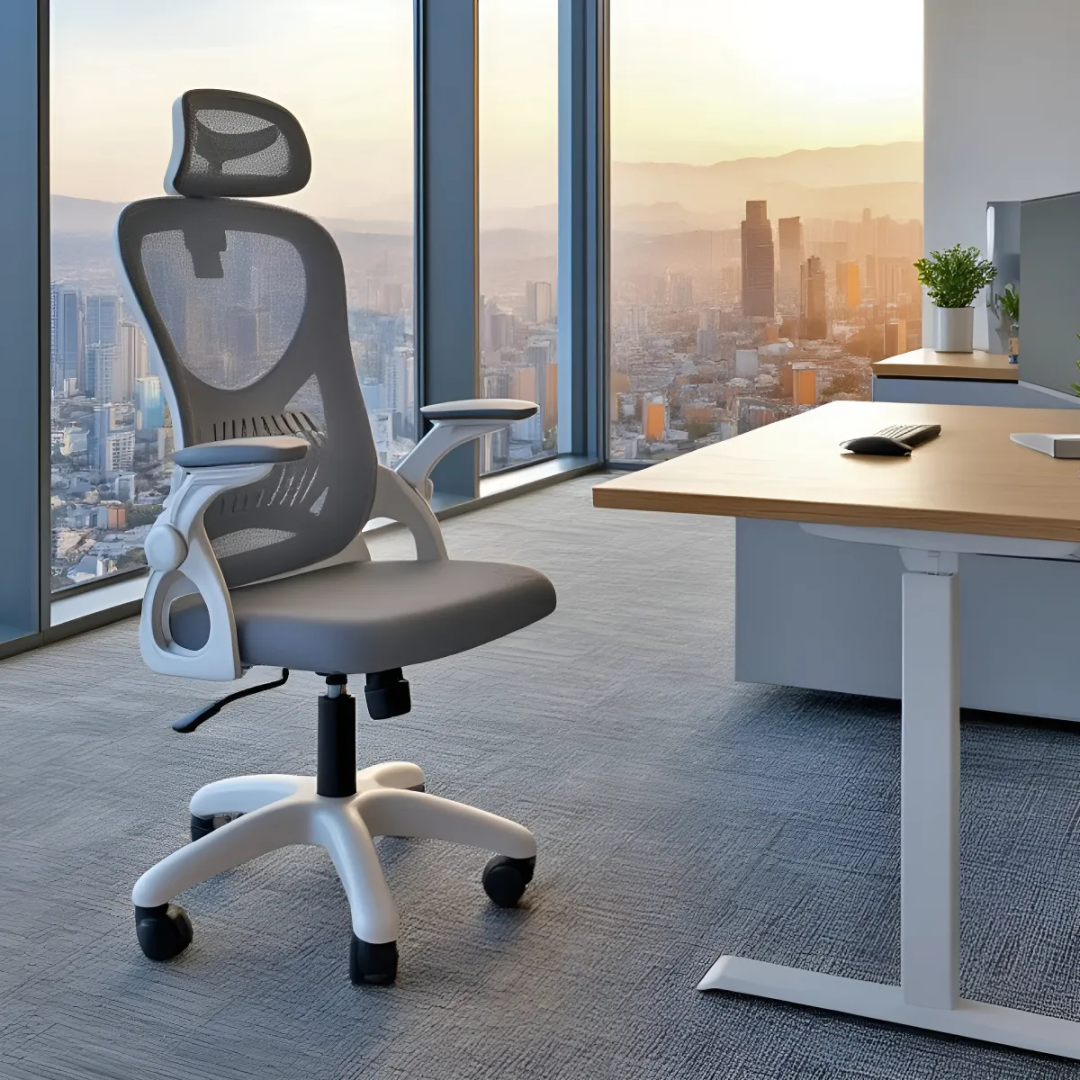 Cadeira de Escritório Giratória HomeNow Columbus Presidente Preta com Tela Mesh