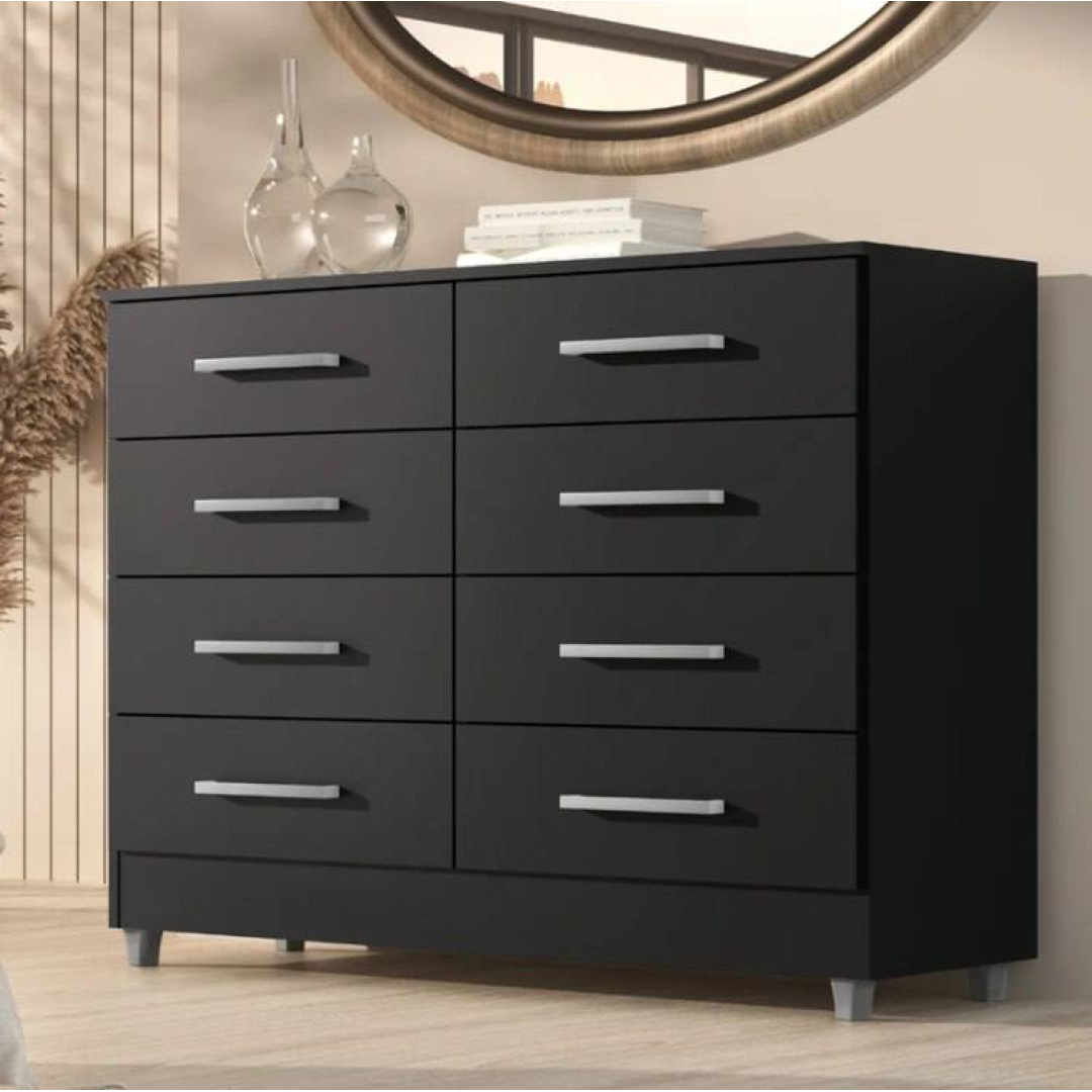 Cômoda 8 Gavetas Raissa Para Quarto Com Pés