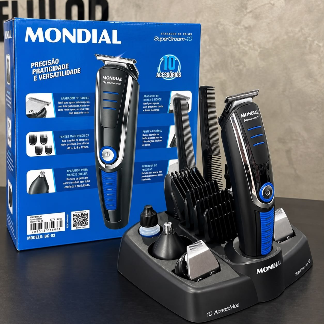 Aparador de Pelos Mondial Super Groom 10 Bivolt
