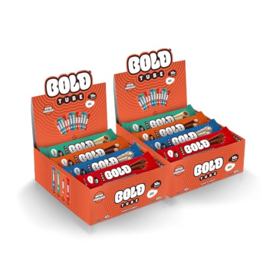BOLD Snacks barra de proteína 2 caixas Tube Mista 10g de Proteína (2 caixas c/ 12 unid.)