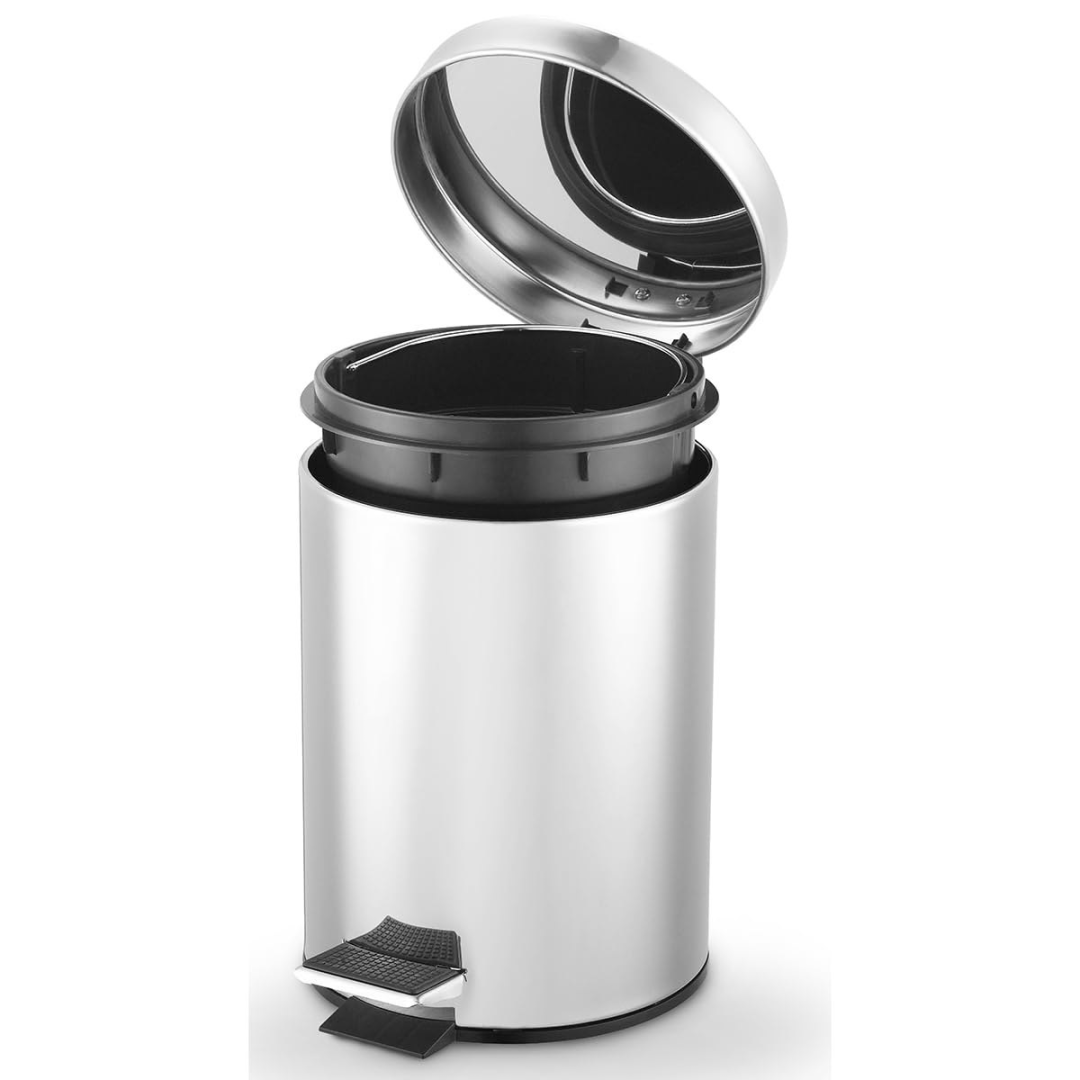 Powermaid Lixeira Redonda com Pedal Emborrachado - Aço Inox - 12 litros