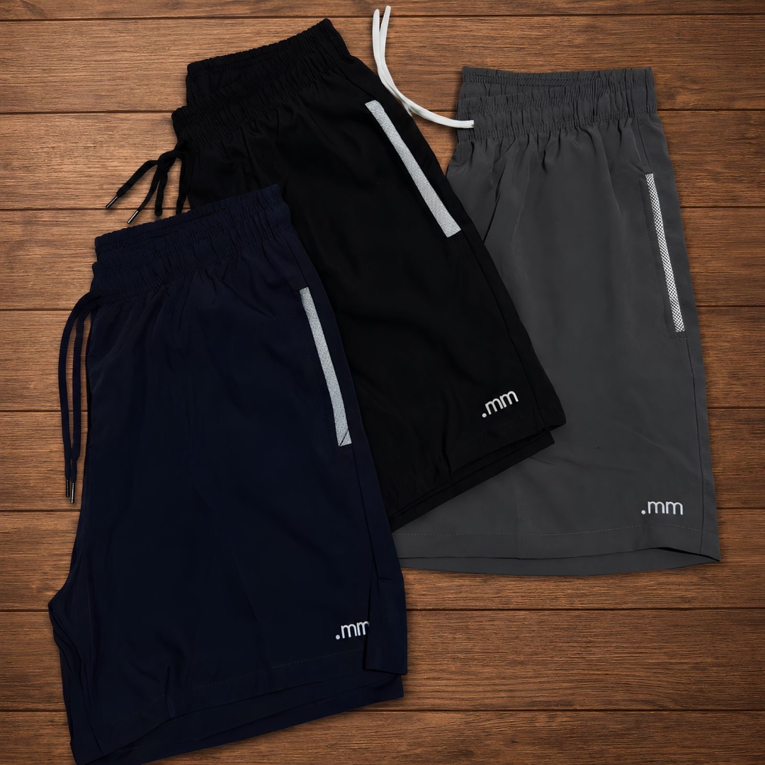 Kit 3 Bermuda Masculina Tactel Com Elastano Academia Treino