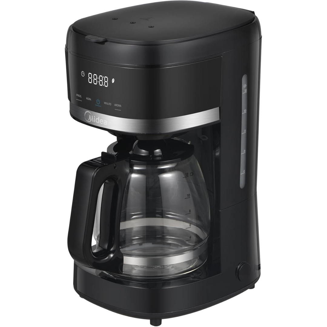 Cafeteira Elétrica Midea 1,5L com Delay Brew, Desligamento Automático e Aroma Boost – Design em Aço Inoxidável, Aquecimento Rápido de 1000W, 110V, CMD15P1