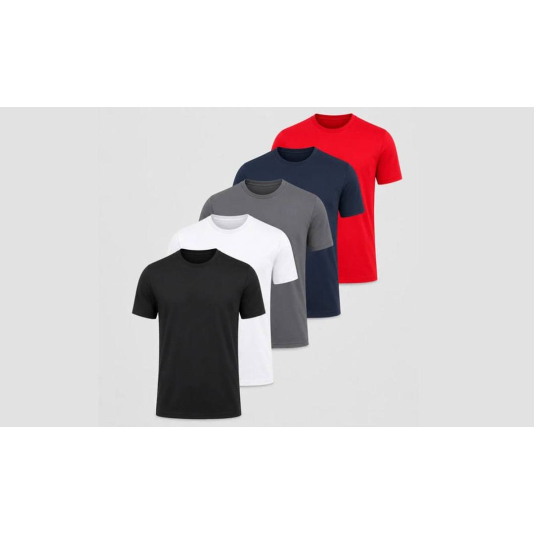 Kit 5 Camisas Masculina Camiseta Básica Malha Fria Oferta Kit 5 Cores Diferentes Básica - Lisa Gg Liso