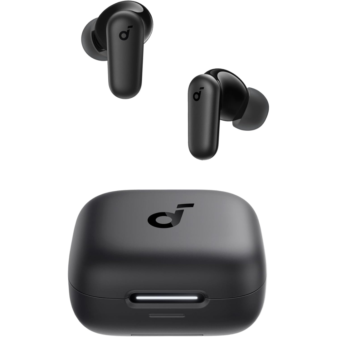 soundcore P30i da Anker, Fone de Ouvido Bluetooth 5.4 com Cancelamento de Ruído Adaptativo, Graves Poderosos, 45H de Reprodução, Estojo 2-em-1 com Suporte para Celular, IP54, Fone sem fio TWS, Preto