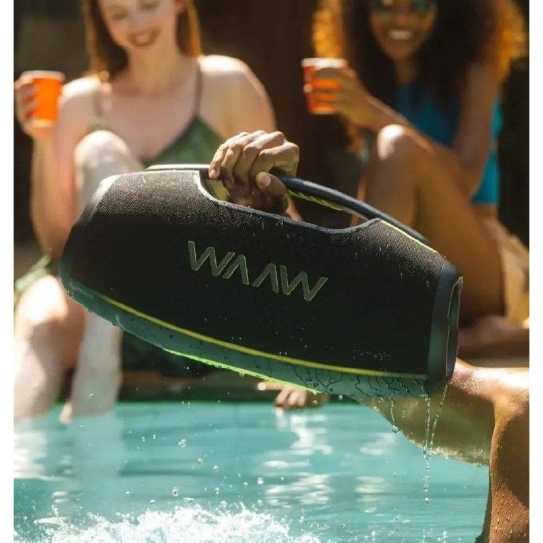 Caixa De Som Boombox Waaw By Alok Hyperboom 1000 Bluetooth À Prova D'água 180w Rms Até 12h De Autonomia Preto 127/220v