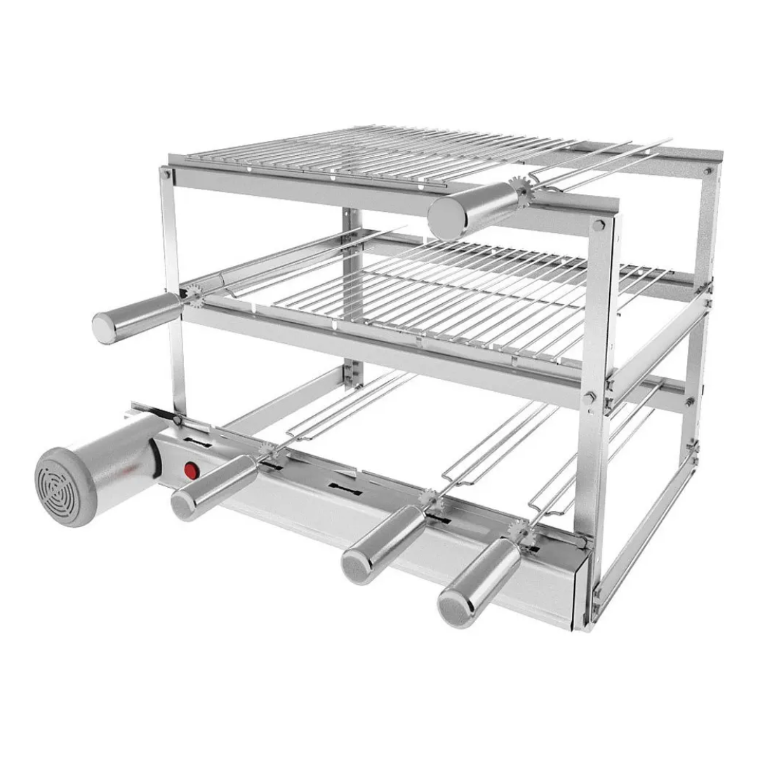 Gira Grill Inox Multinível 5 Espetos + 4 Grelhas Auxiliares