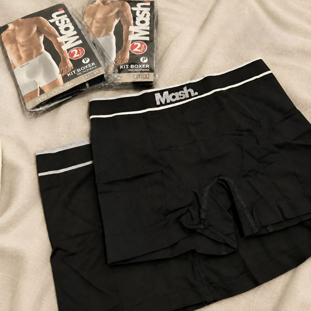 Kit com 6 Cuecas Boxer Mash Poliamida Toque Gelado