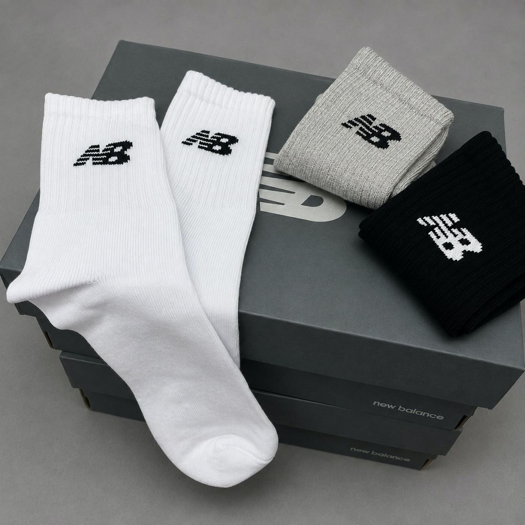 Kit com 3 Pares Meias New Balance Cano Longo