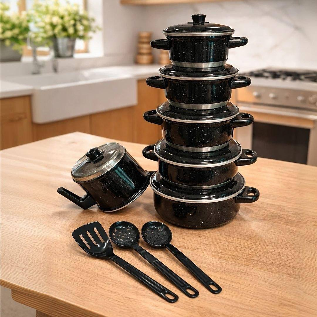 Jogo De Panelas Com 6 Peças + Cor Preto Pigmentado