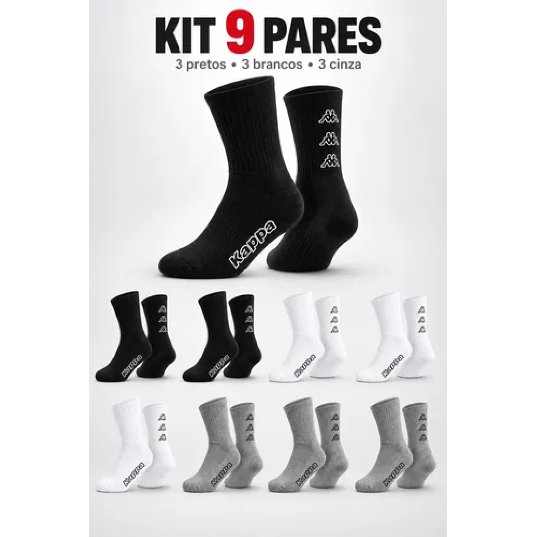 Kit com 9 Pares de Meias Kappa Cano Médio