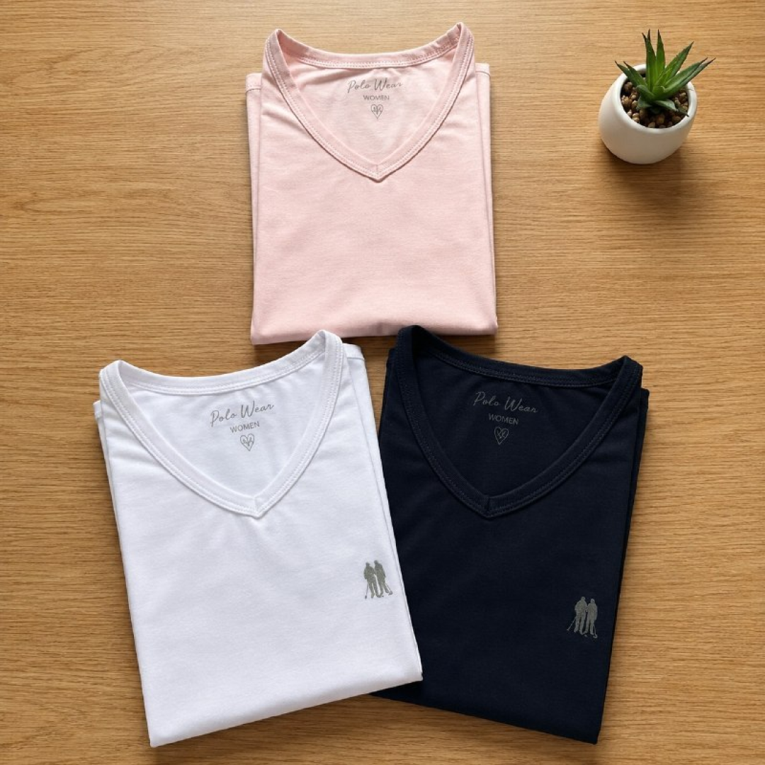 Kit com 3 Camisetas Polo Wear Femininas