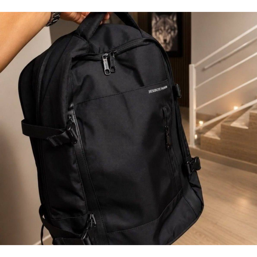 Mochila masculina, impermeável, reforçada, com capacidade ampliada de 30-42L, adequada para portátil, viagens diárias, cor preta