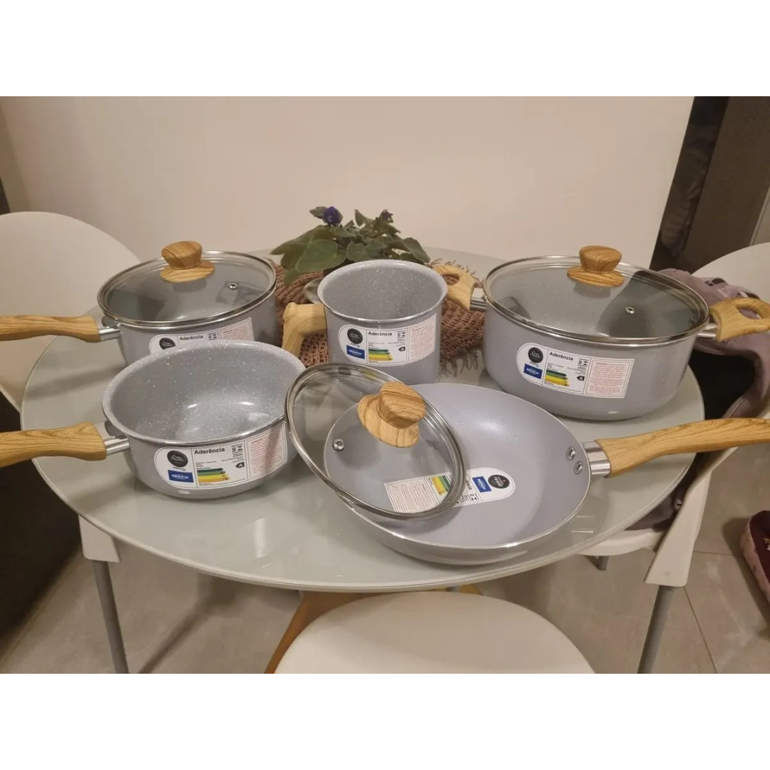 Jogo de Panelas Brinox Gris Life Ceramic 5 Pçs