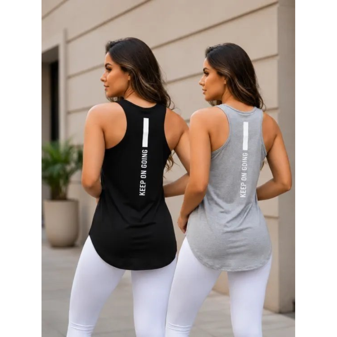Kit 2 Camisetas Feminina Fitness Academia Keep On