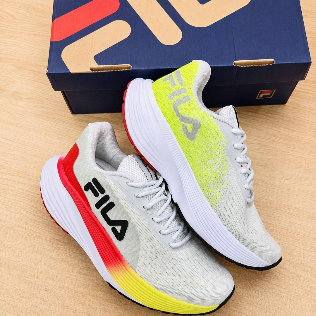 Tênis Masculino Agile Fila Branco/vermelho/verde Limao Liso 41 Br