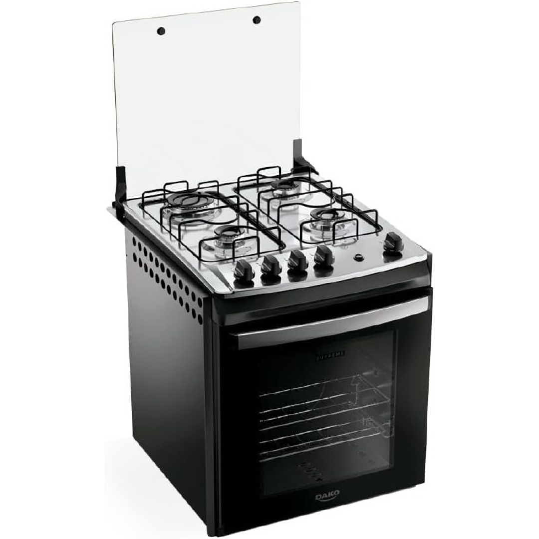 Fogão 4 Bocas Embutir Dako Supreme Mesa de Inox Preto Bivolt