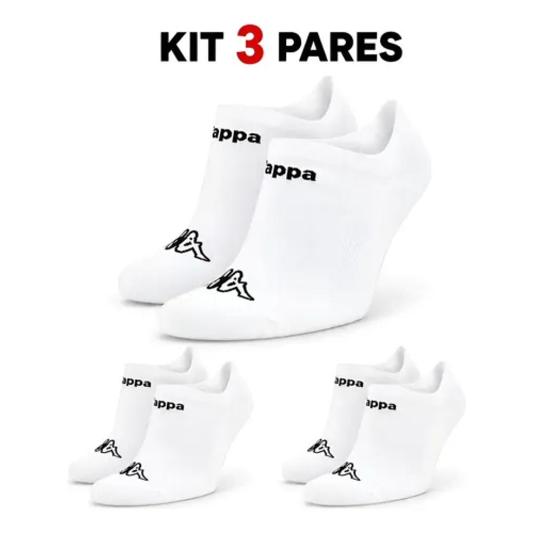 Kit com 3 Pares Meias Kappa Sapatilha Soquete Invisível