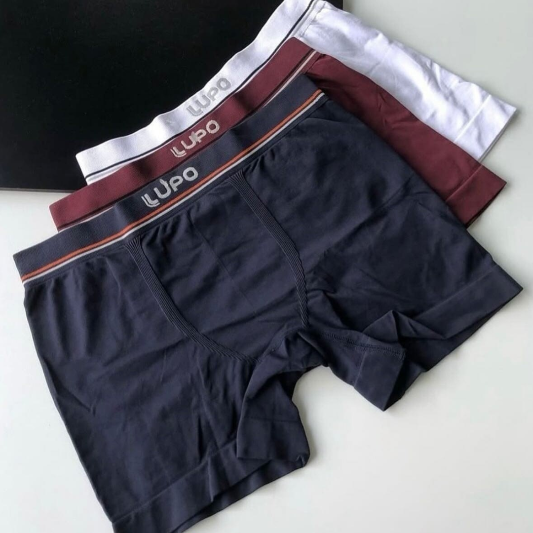 Kit com 6 Cuecas Lupo Boxer Sem Costura Microfibra