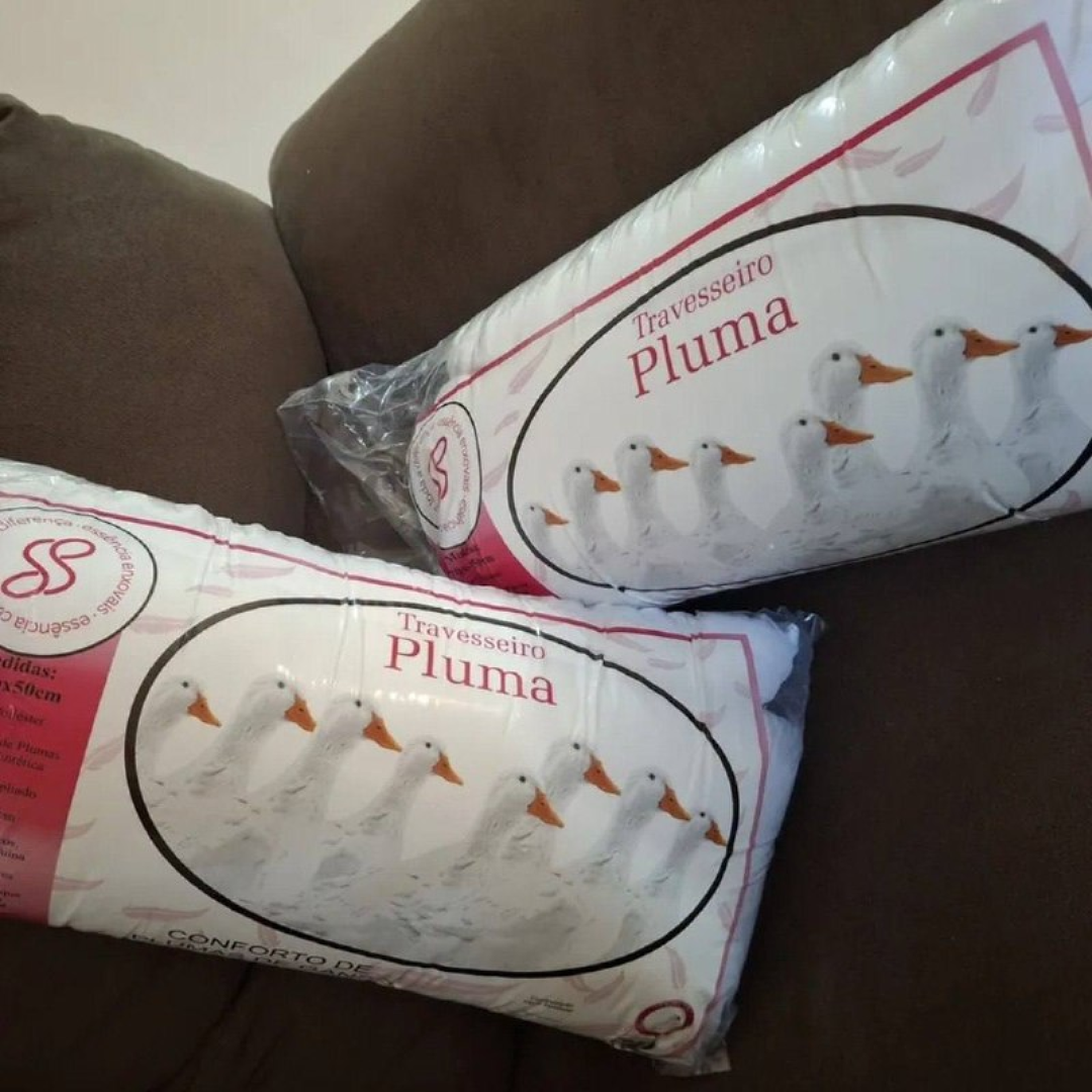 Kit 2 Travesseiros Pluma De Ganso Sintética Confortavél Branco