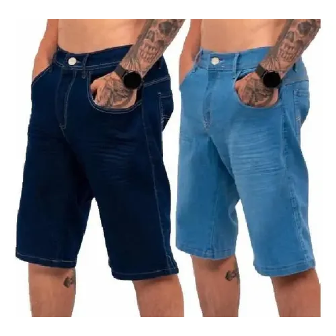 Kit com 2 Bermudas Jeans C\ Lycra