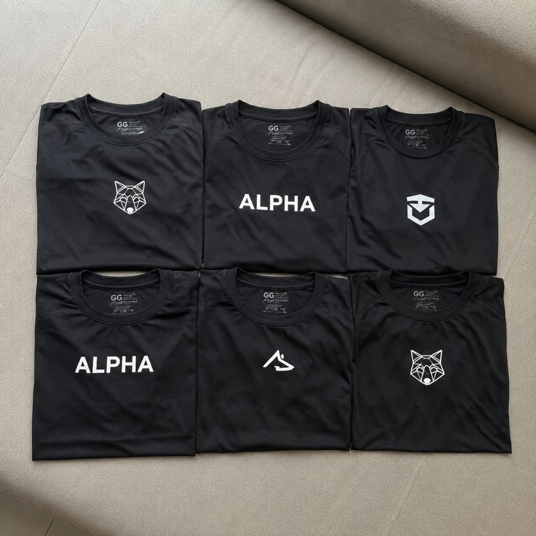 Kit com 5 Camisetas Alpha Dry All Black