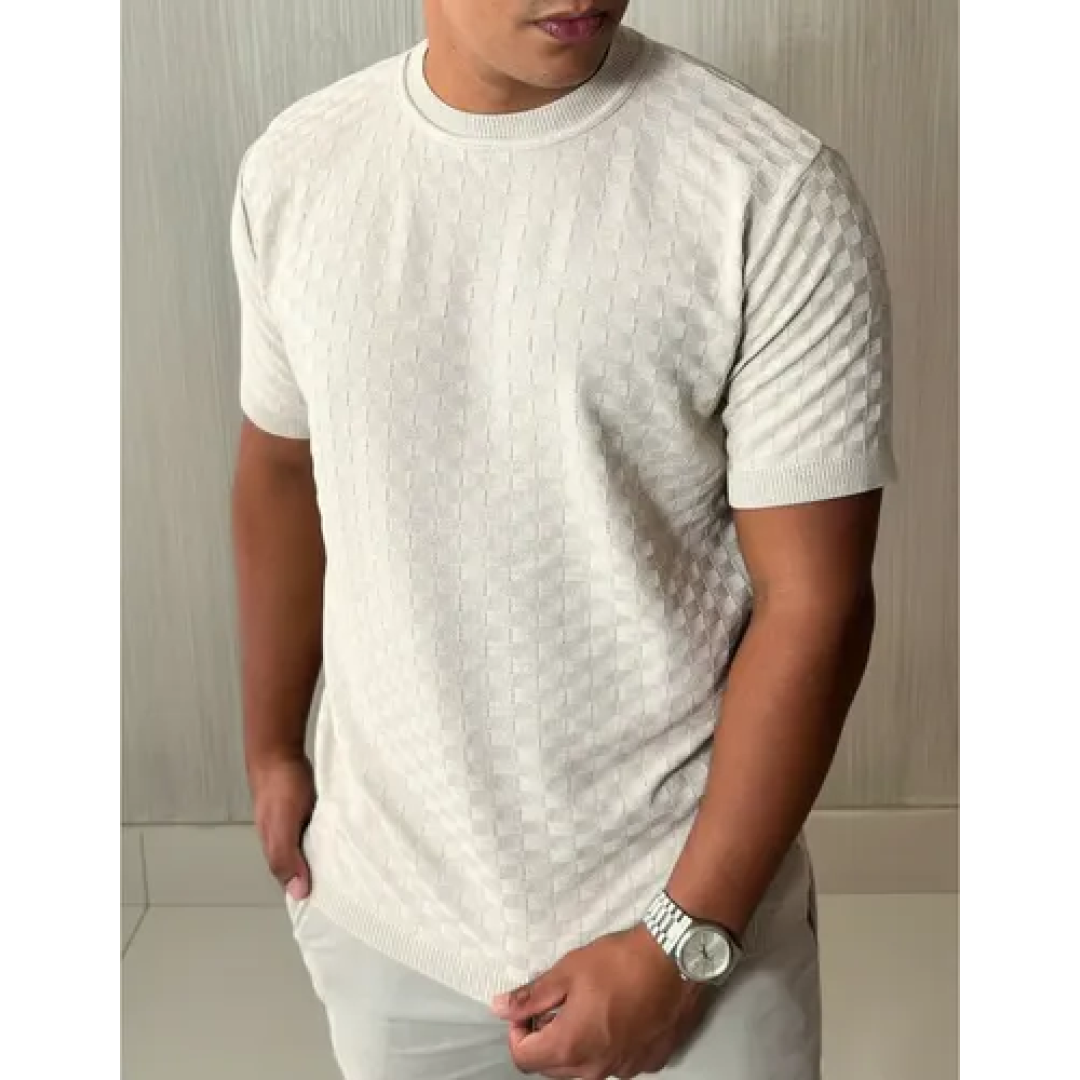 Camiseta Xadrez Tricô Manga Curta (7 cores)