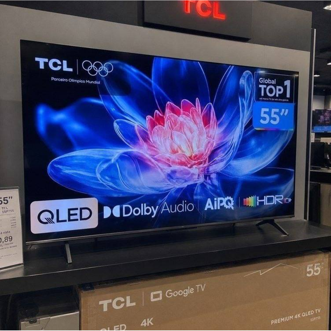 Smart TV TCL 55 Polegadas QLED 4K T6C WiFi Bluetooth Google TV Tela HVA e HDR10+ 55T6C