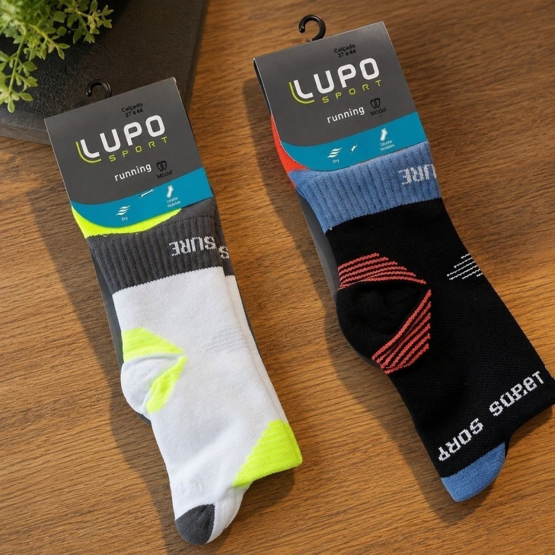 Kit com 2 Pares de Meias Lupo Dry Fit Cano Médio