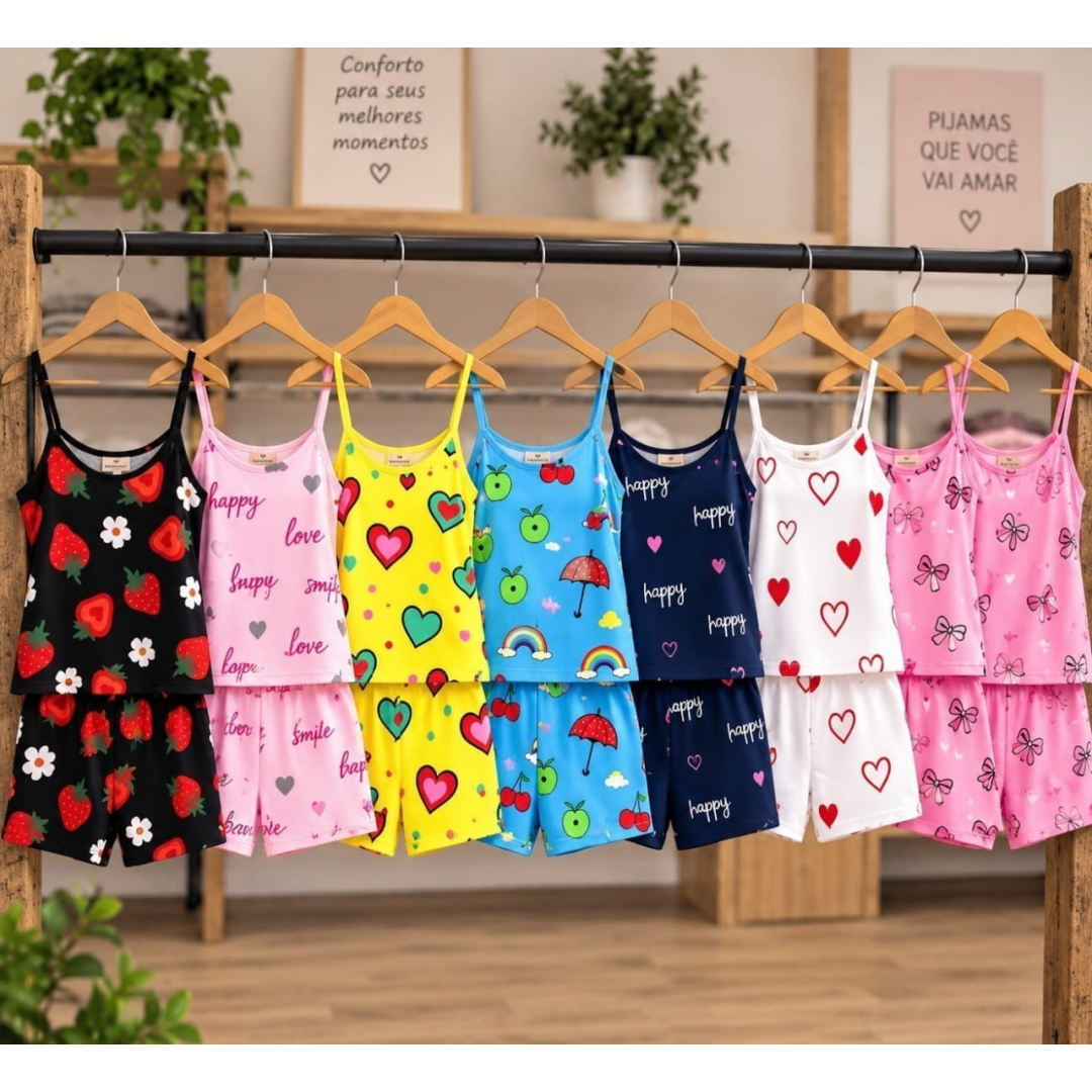 Kit 7 Pijamas Femininos Baby Doll Microfibra Dormir Aleatórias Estampadas Gg
