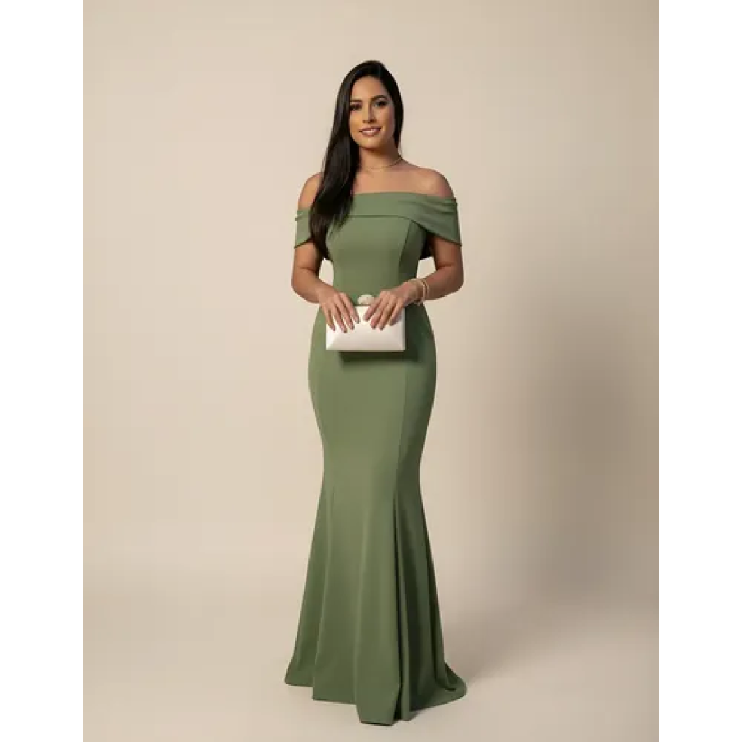 Vestido Longo Moda Instagram Lindo Ombro A Ombro Com Bojos