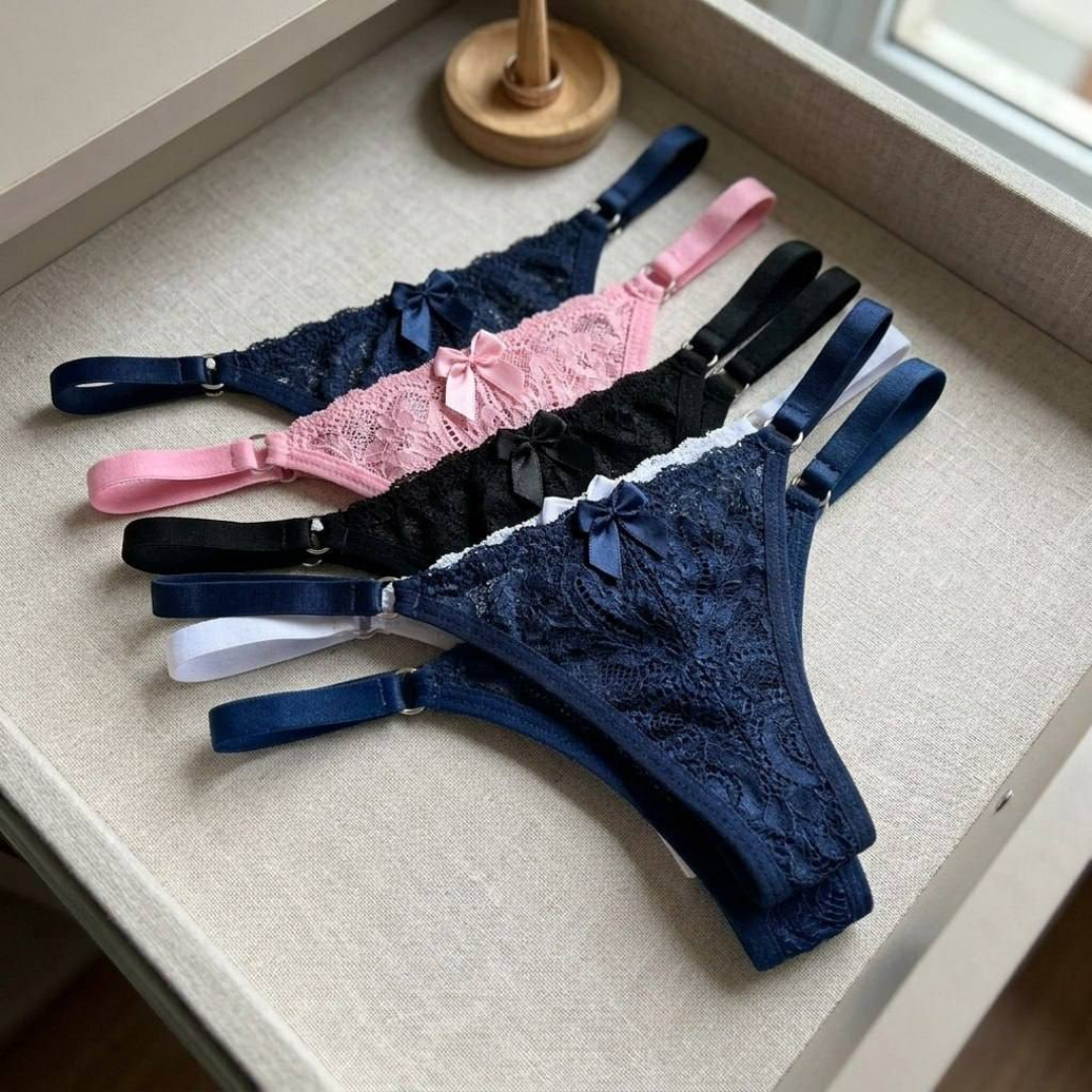 Calcinha De Renda Kit 10 Tanga Fio Lingerie Forro De Algodão