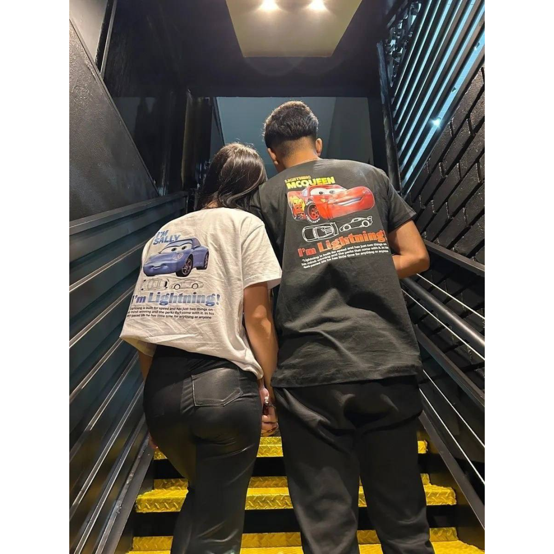 Kit Camiseta Namorado Casal Relâmpago Mcqueen Sally Carros