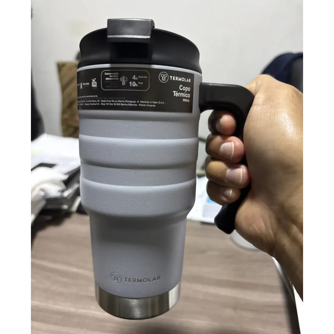 Copo térmico Termolar Vaso térmico cor cinza 590mL