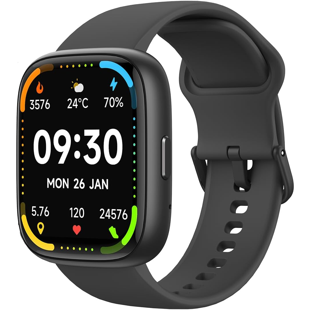 Bettdow SmartWatch, relogio smartwatch com Ecrã tátil e Alexa, à prova d'água IP68, relogio feminino e masculino, com 100+ modo esportivo e recebimento de notificações(preto)