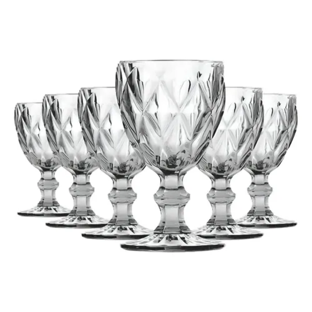 Jogo com 6 Taças Bela Flor Vidro Diamond 330ml
