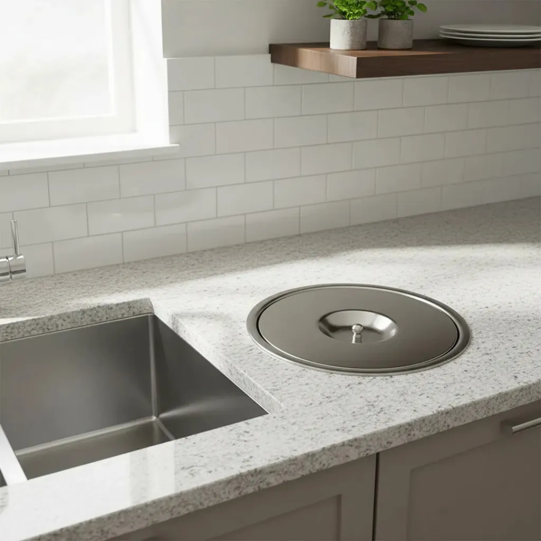 Lixeira Pia Cozinha Embutir Granito Marmore 5l Inox 304 Não Enferruja Cor Inox Polido - Blend Shoop