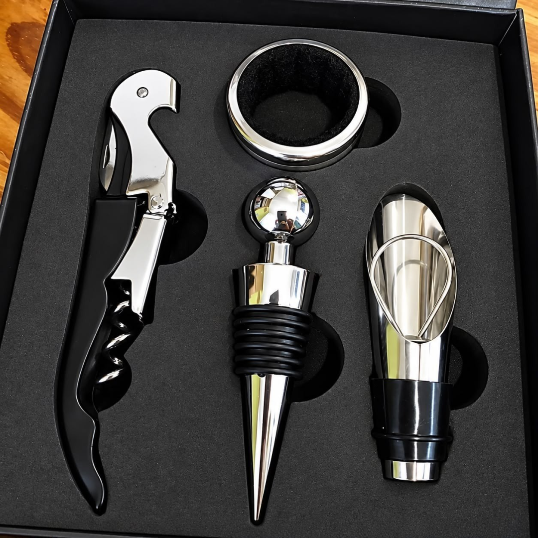 Kit com 4 Peças em Aço Inox para Vinho