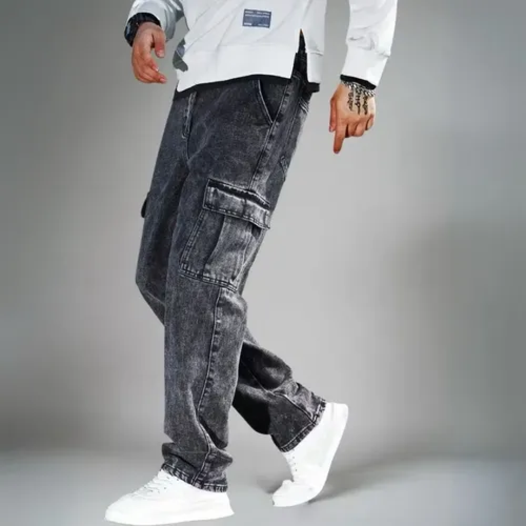 Calça Jeans Cargo Streetwear