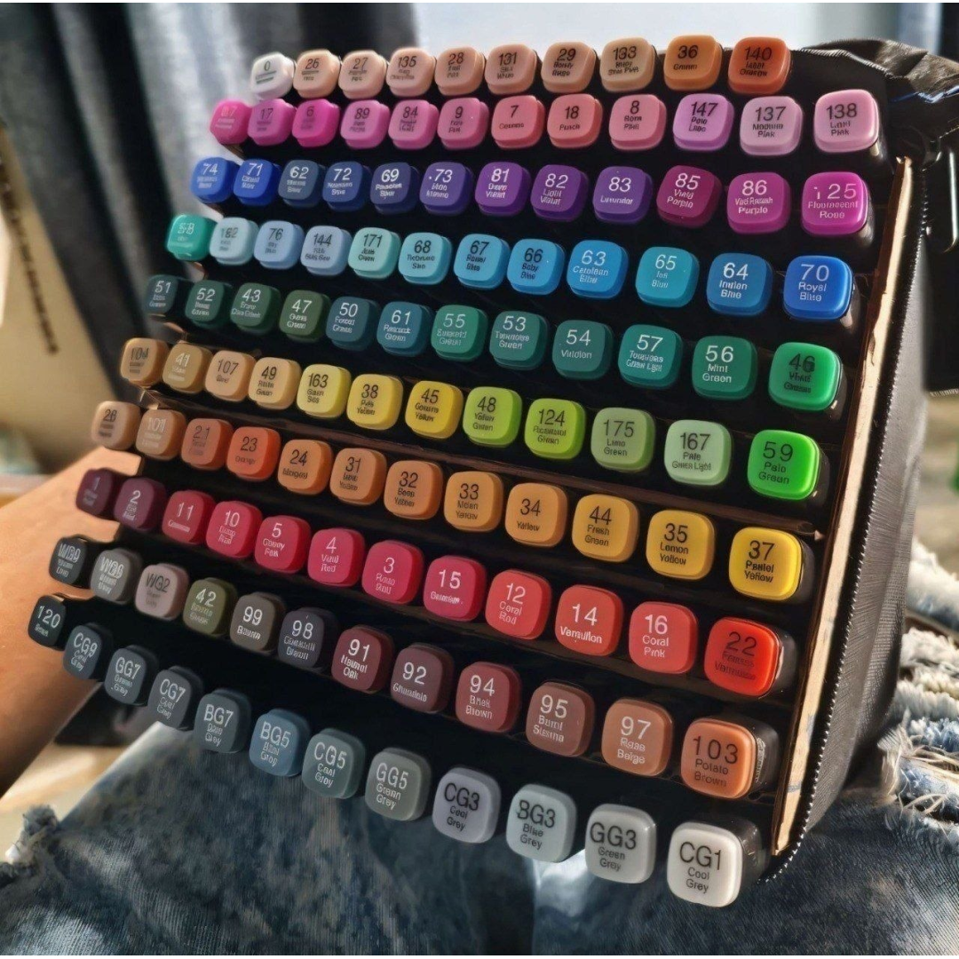 Kit 120 Conjunto Marcador Cores Ponta Dupla Canetas Touch Permanente Estojo Escolar Canetinha Colorir Desenho Multicolorido