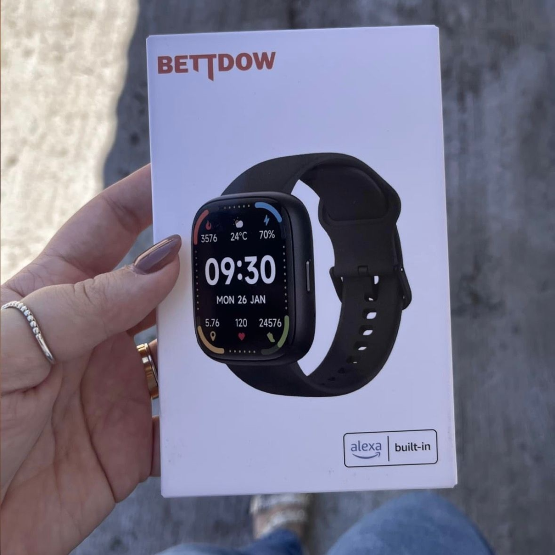 Bettdow SmartWatch, relogio smartwatch com Ecrã tátil e Alexa, à prova d'água IP68, relogio feminino e masculino, com 100+ modo esportivo e recebimento de notificações(preto)