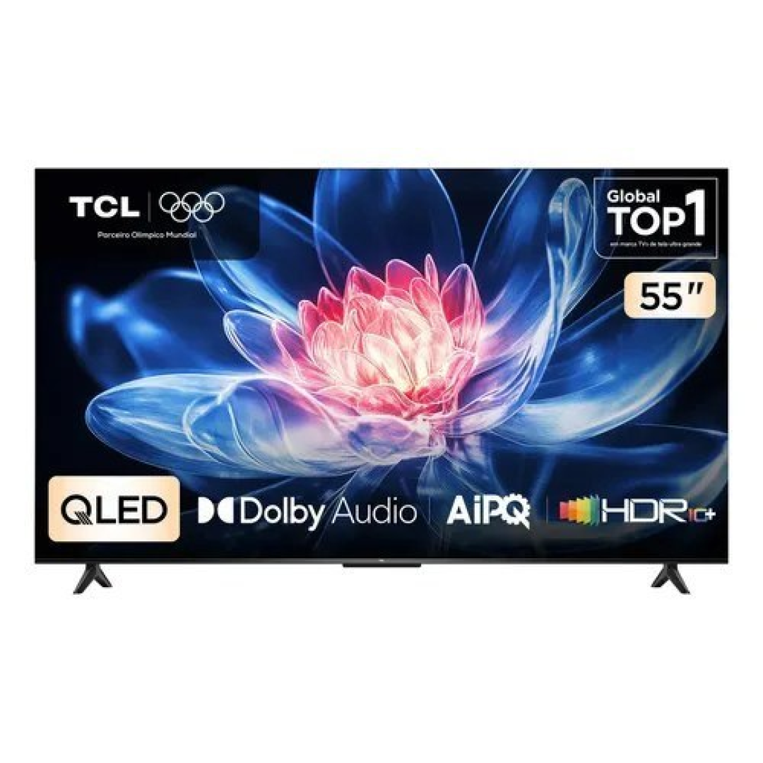 Smart Tv Tcl 55 Polegadas Qled 4K T6c WiFi Bluetooth Google Tv Tela Hva e Hdr10+ 55T6c