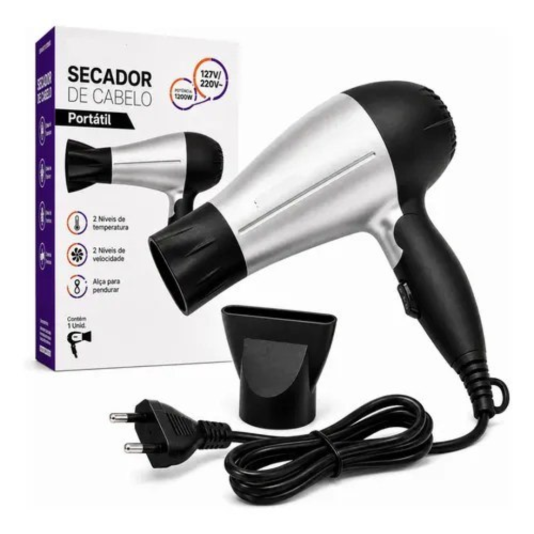 Secador De Cabelo Portátil Dobrável 1200w Bivolt 110 220