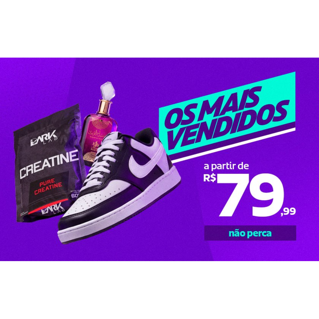 Tênis Preto e Branco + Creatina Dark Lab + Perfume