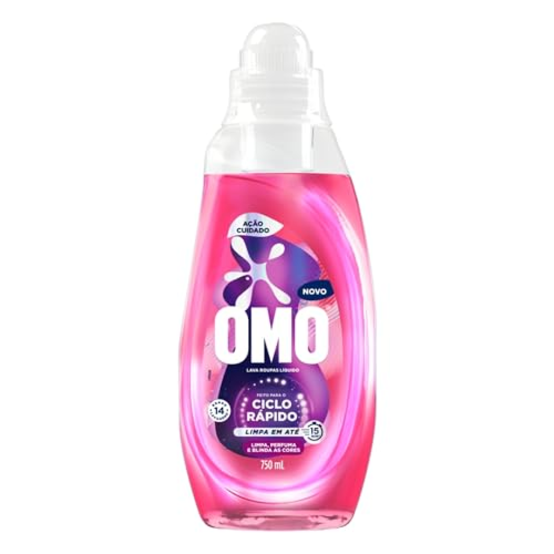 Lava-Roupas Líquido Omo Ciclo Rápido Ação Cuidado Frasco 750ml
