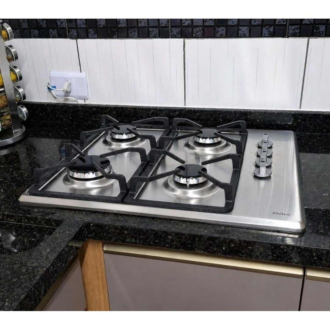 Cooktop 4 Bocas a Gás Automático Inox Philco PCT04I